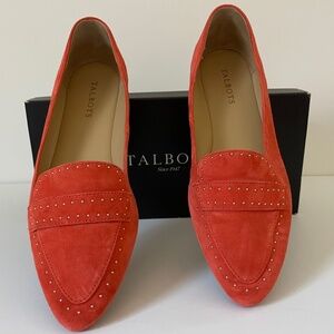 TALBOTS Francesca Studded Driving Moccasins, Women's loafer Size 10M, tangerine